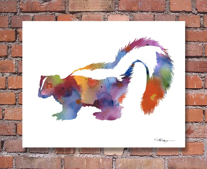 Skunk Art Print Abstract Watercolor Painting Wall Decor | Etsy