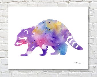 Raccoon Art Print - Abstract Wildlife Watercolor Painting - Wall Decor