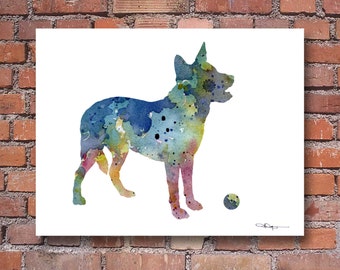Australian Cattle Dog Art Print - Abstract Watercolor Painting - Wall Decor