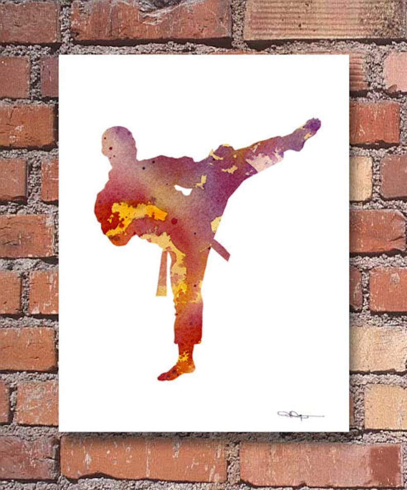 Karate Art Print Abstract Watercolor Painting Wall Decor Etsy