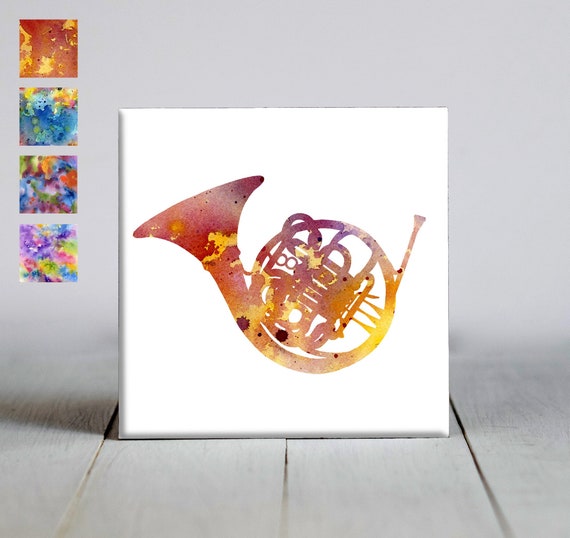 French Horn Ceramic Tile French Horn Decorative Tile Music Lover