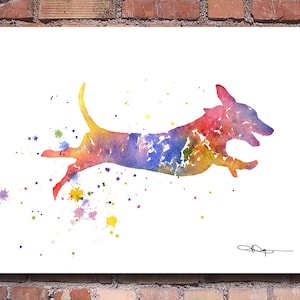Dachshund Art Print - Abstract Watercolor Painting - Wall Decor