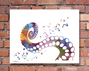 Tentacle Art Print - Abstract Octopus Watercolor Painting - Wall Decor