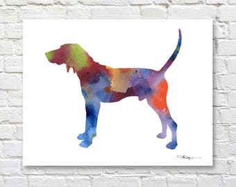 Treeing Walker Coonhound Art Print - Abstract Watercolor Painting - Wall Decor