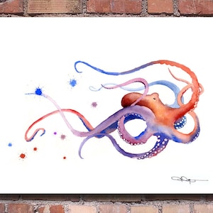 Octopus Art Print - Watercolor - Abstract Painting - Wall Decor
