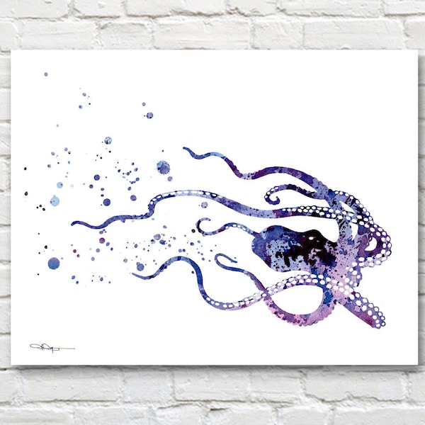 Octopus Art Print - Watercolor - Abstract Painting - Wall Decor