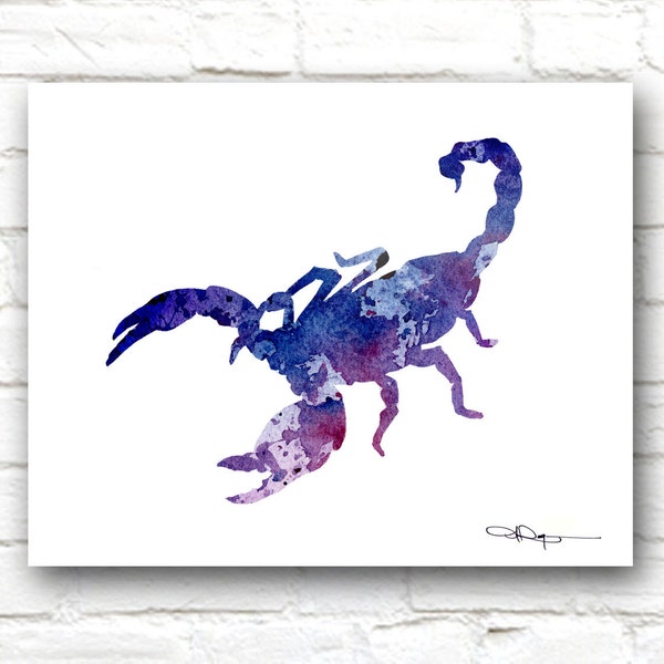 Blue Scorpion Art Print -Abstract Watercolor Painting - Wall Decor