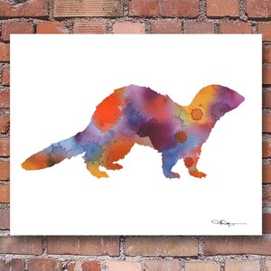Ferret Art Print - Abstract Watercolor Painting - Animal Art - Wall Decor