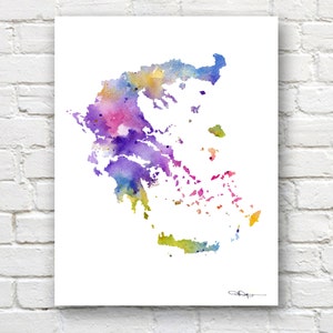 Griechenland Karte - Abstraktes Aquarell Art Print - Wand-Dekor