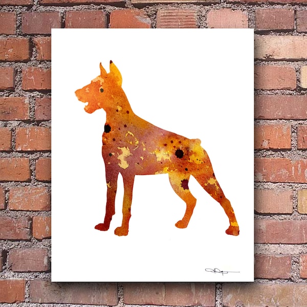 Doberman Pinscher Art Print - Abstract Watercolor Painting - Wall Decor