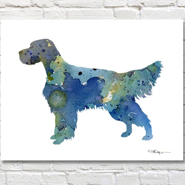 Setter anglais Art Print - aquarelle abstraite - chien - décoration murale