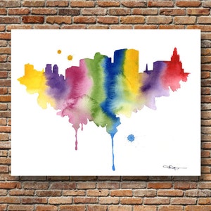 Newark Skyline - Abstract Watercolor - New Jersey Art Print - Wall Decor