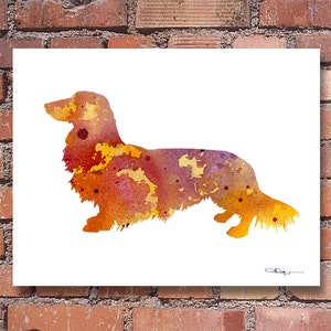 Long Haired Dachshund Art Print - Abstract Watercolor Painting - Wall Decor