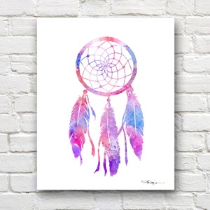 Dreamcatcher Art Print - Abstract Watercolor Painting - Wall Decor