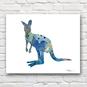 Kangaroo Art Print - Abstract Watercolor Painting - Wall Decor