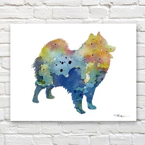 Blauer amerikanischer Eskimo Art Print - Abstrakte Aquarell Malerei - Wand-Dekor