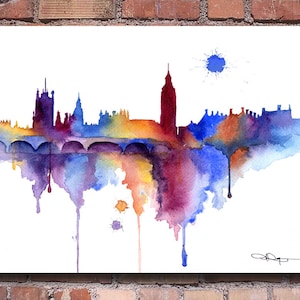 London Skyline - Watercolor Art Print - Wall Decor