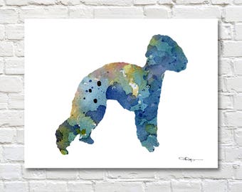 Bedlington Terrier Art Print - Abstract Watercolor Painting - Wall Decor