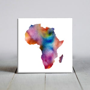 Africa Ceramic Tile - Africa Decorative Tile - Ceramic Tile - Africa Watercolor Art Tile - Unique Africa Gifts
