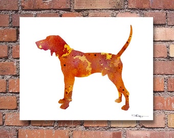 Treeing Walker Coonhound Art Print - Abstract Watercolor Painting - Wall Decor