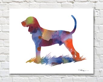 Black And Tan Coonhound Art Print - Abstract Watercolor Painting - Wall Decor