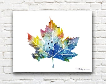 Maple Leaf Art Print - Abstract Watercolor Painting - Wall Decor