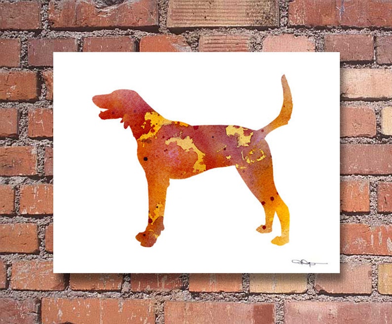 American Foxhound Art Print Abstract Watercolor Painting Wall Decor image 1