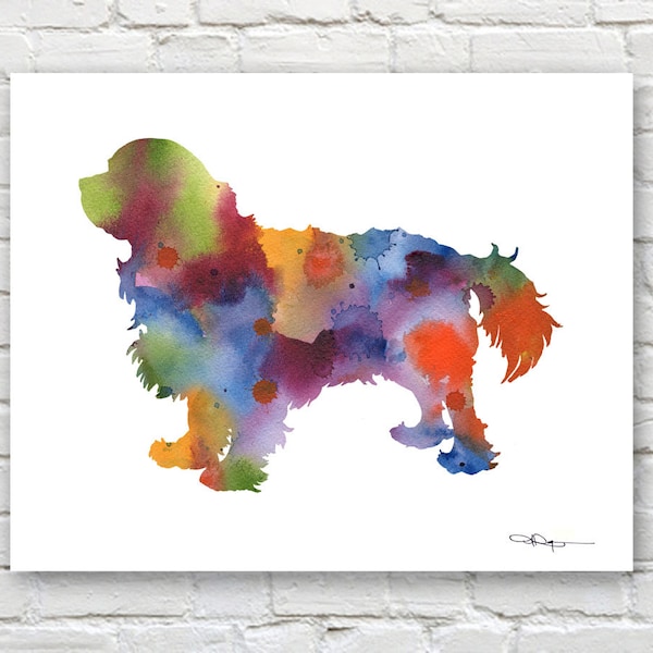 Cavalier King Charles Spaniel Art Print - peinture aquarelle abstraite - décoration murale