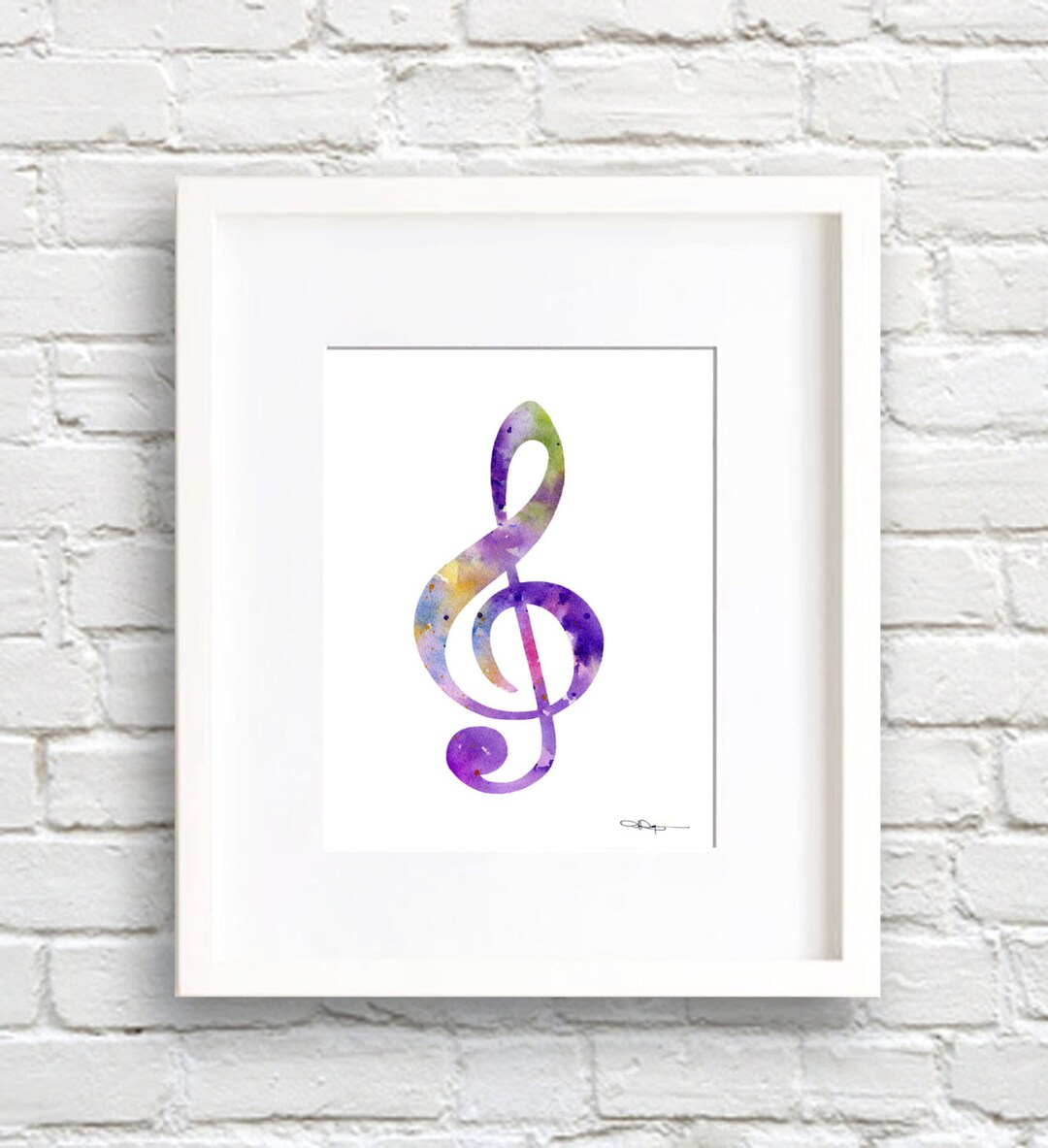 Musical Note Art Print Abstract Treble Clef Watercolor Etsy