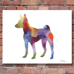 Basenji Art Print - Abstract Watercolor Painting - Wall Decor