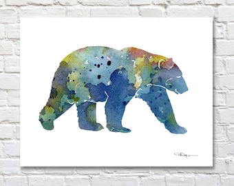Polar Bear Art Print - Abstract Watercolor Painting - Wall Decor