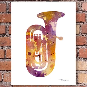 Tuba Art Print - Abstract Watercolor Painting - Wall Decor