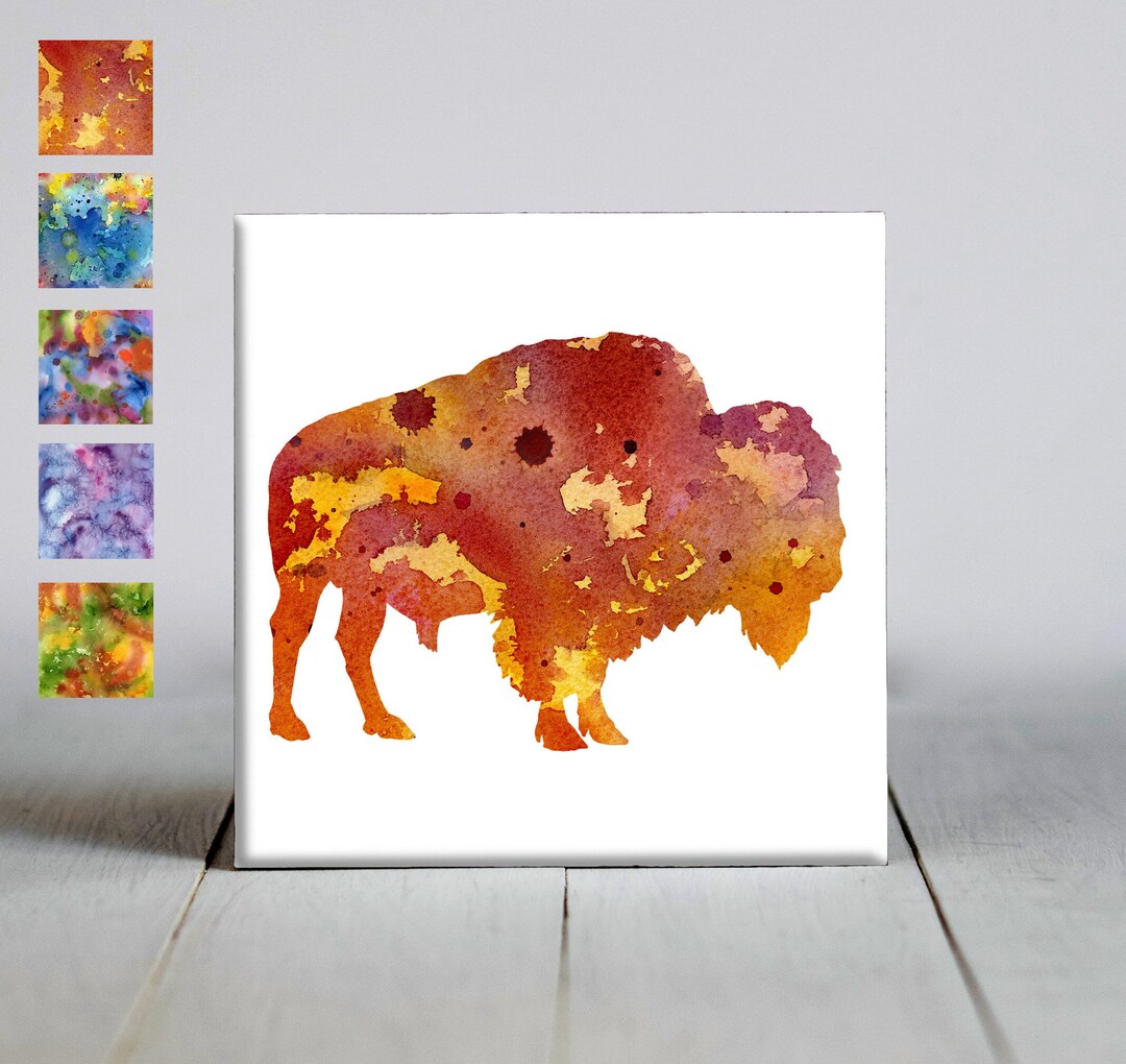 Buffalo Ceramic Tile Buffalo Decorative Tile Ceramic Tile Animal Lover