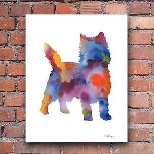 Cairn Terrier Art Print - Abstract Watercolor Painting - Wall Decor