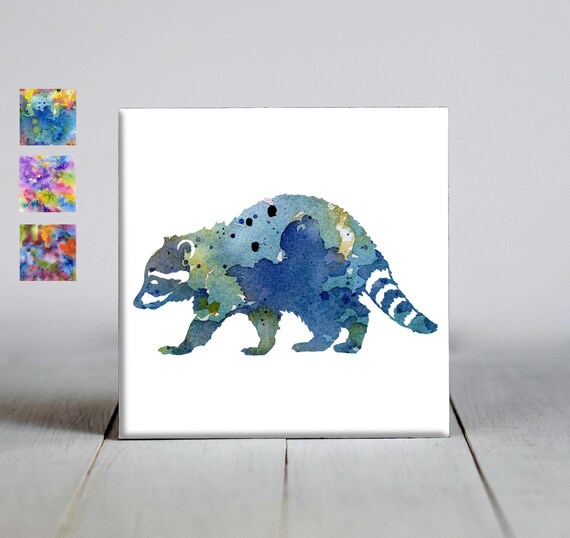 Raccoon Ceramic Tile Raccoon Decorative Tile Animal Lover Etsy
