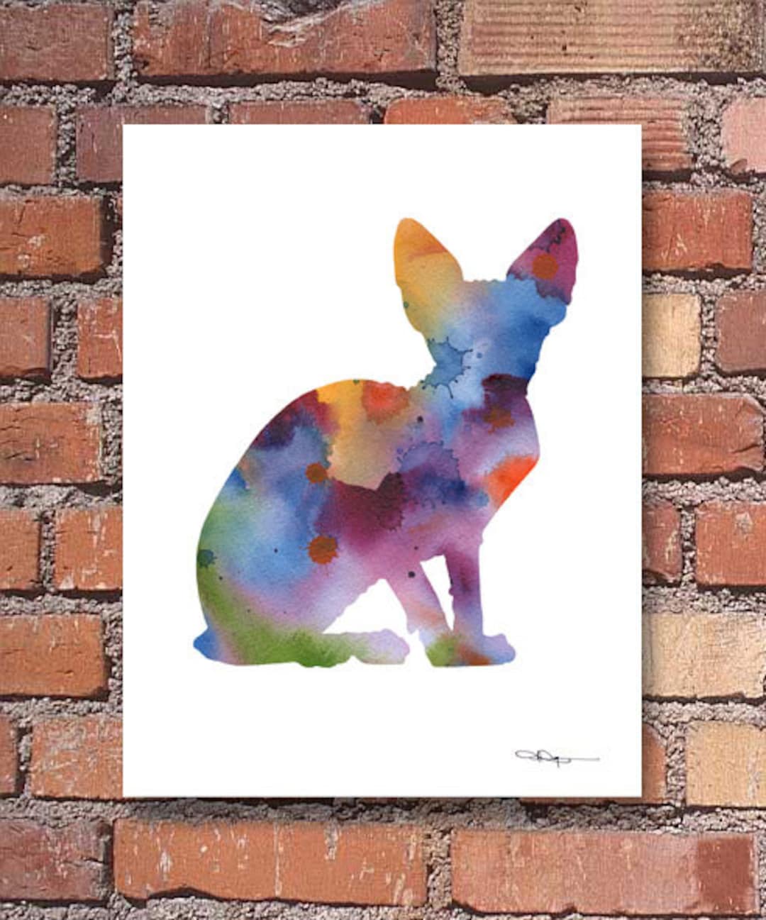 Sphinx Cat Art Print Abstract Watercolor Painting Wall - Etsy