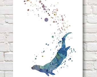 Stampa artistica di lontra - pittura astratta dell&#39;acquerello - decorazione della parete