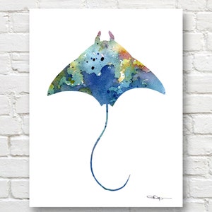 Stachelrochen Art Print - Abstrakte Aquarell Malerei - Wand-Dekor