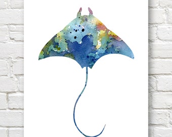 Stingray Art Print - Abstract Watercolor Painting - Wall Decor