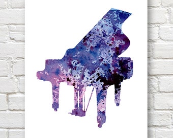 Piano Art Print - Abstract Watercolor Painting - Music Wall Decor