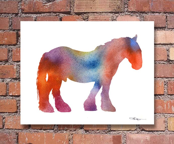 Shire Horse Art Print Abstract Watercolor Painting Animal Etsy UK