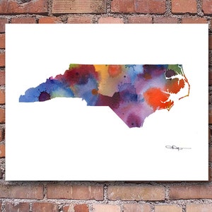 North Carolina State Map Art Print - Abstract Watercolor Painting - Wall Decor