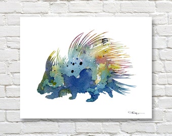 Porcupine Art Print - Abstract Watercolor Painting - Animal Wall Decor