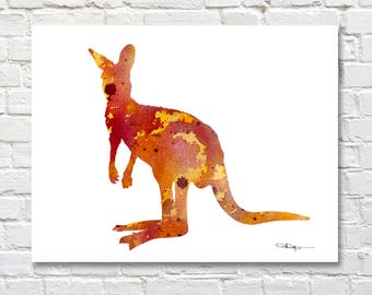 Kangaroo Art Print - Abstract Watercolor Painting - Wall Decor