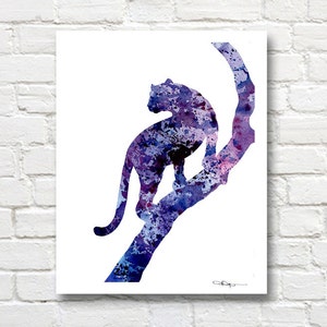 Panther Art Print Abstract Watercolor Painting Wall Decor image 1