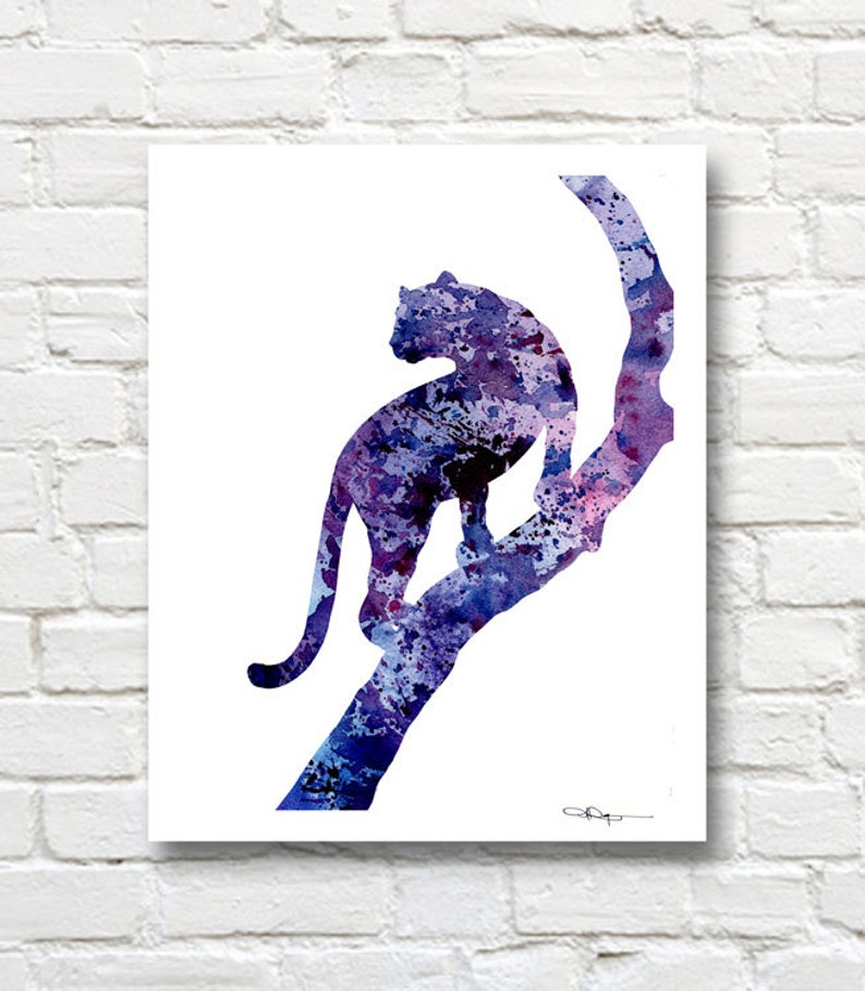 Panther Art Print Abstract Watercolor Painting Wall Decor image 1