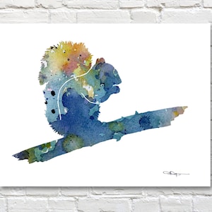 Squirrel Art Print - Abstract Watercolor Painting - Wall Decor