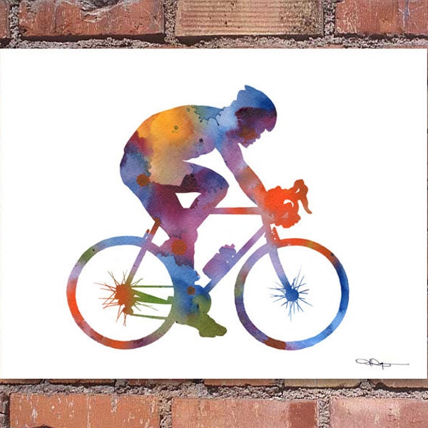 Cycling Art Print - Abstract Watercolor Painting - Wall Decor