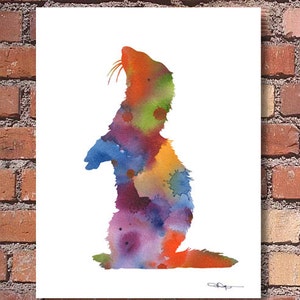 Ferret Art Print - Abstract Watercolor Painting - Wall Decor