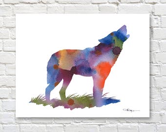 Wolf Art Print - Abstract Wildlife Watercolor Painting - Wall Decor